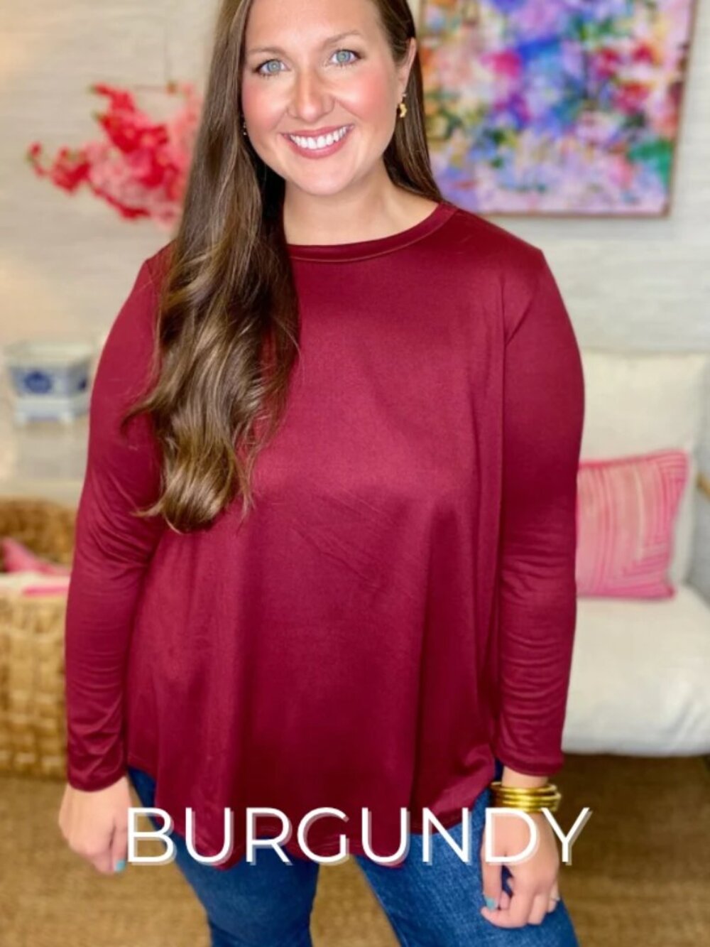P&Rose The Steal Butter Long Sleeve Top In Burgundy
